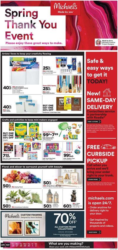 Michaels Weekly Ad & Flyer April 26 to May 2