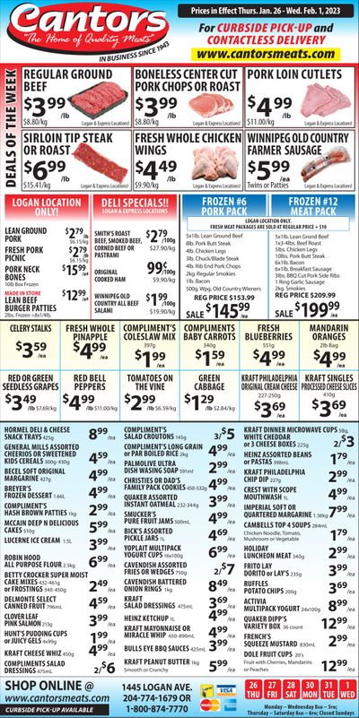 Cantor's Meats Flyer January 26 to February 1