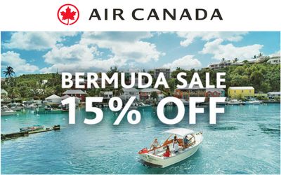 Air Canada Bermuda Sale: Save 15% off Base Fares, with Coupon Code