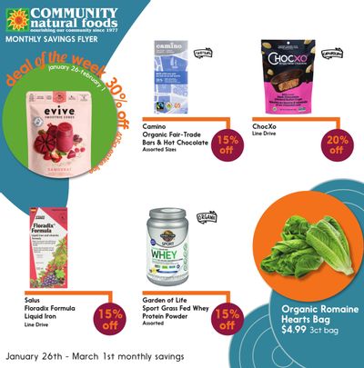 Community Natural Foods Flyer January 26 to March 1