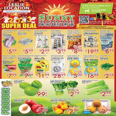 Sunny Supermarket (Leslie) Flyer January 27 to February 2