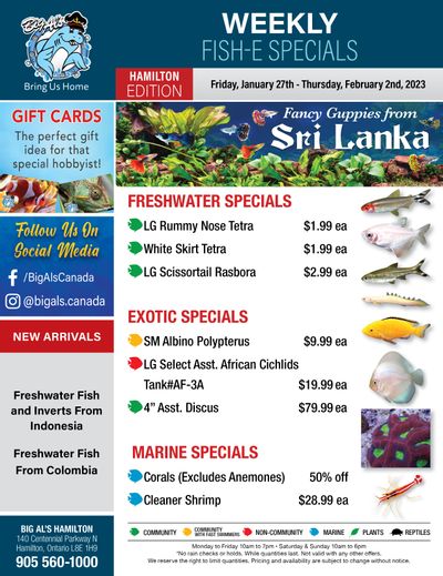 Big Al's (Hamilton) Weekly Specials January 27 to February 2