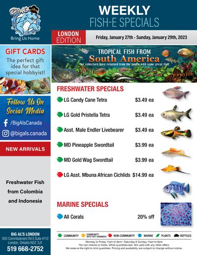 Big Al's (London) Weekend Specials January 27 to 29