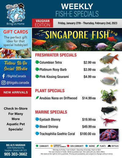 Big Al's (Vaughan) Weekly Specials January 27 to February 2