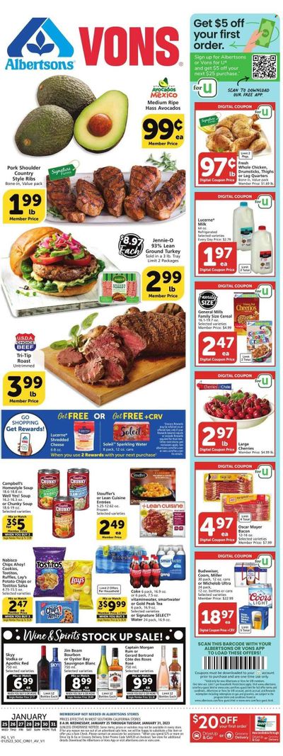 Vons (CA) Weekly Ad Flyer Specials January 25 to January 31, 2023
