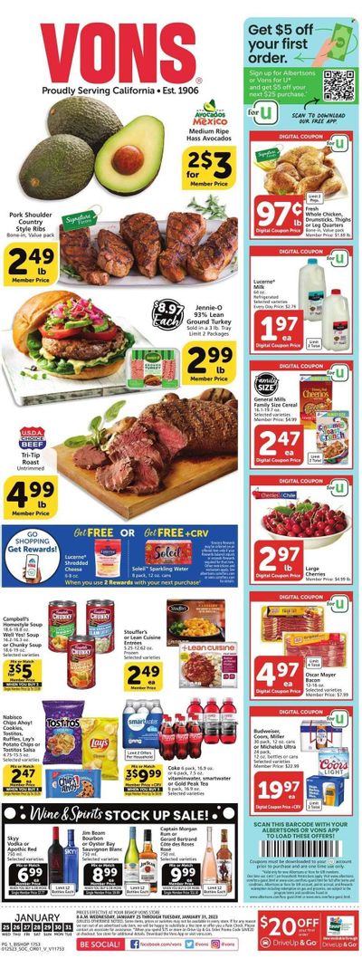 Vons (CA) Weekly Ad Flyer Specials January 25 to January 31, 2023
