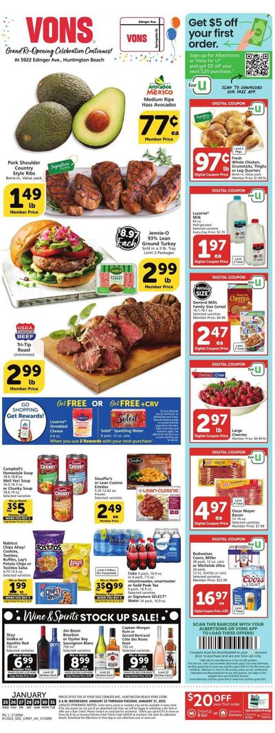 Vons (CA) Weekly Ad Flyer Specials January 25 to January 31, 2023