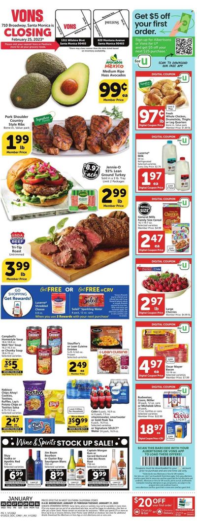 Vons (CA) Weekly Ad Flyer Specials January 25 to January 31, 2023