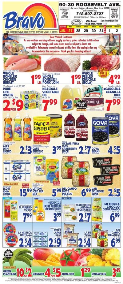 Bravo Supermarkets (CT, FL, MA, NJ, NY, PA) Weekly Ad Flyer Specials January 27 to February 2, 2023