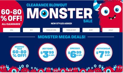 The Children’s Place Canada Clearance Blowout Monster Sale: Save 60%-80% off All Clearance