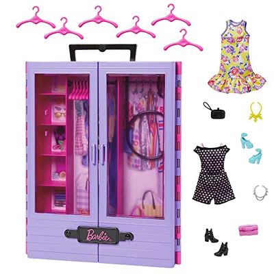 Barbie Fashionistas Ultimate Closet Accessory, Translucent Doors, Storage Spaces, Fold-Out Rack, 6 Hangers, Great Gift for 3 Years Old & Up $20.63 (Reg $34.32)