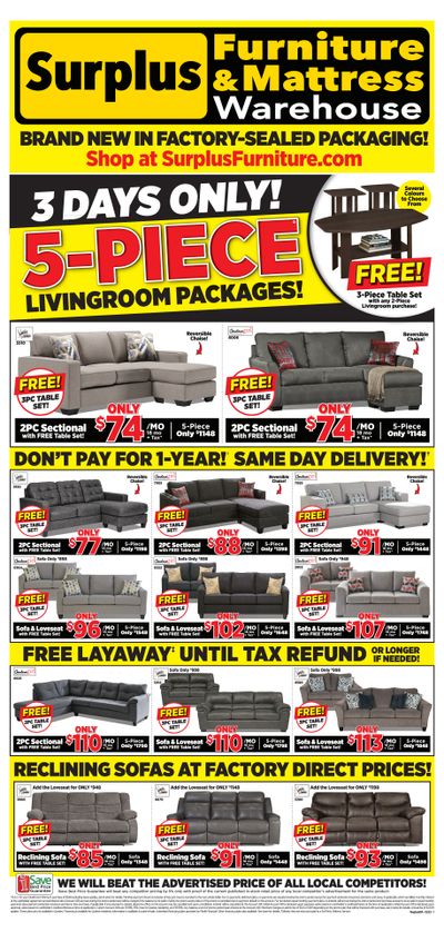 Surplus Furniture & Mattress Warehouse (Prince Albert) Flyer January 30 to February 5