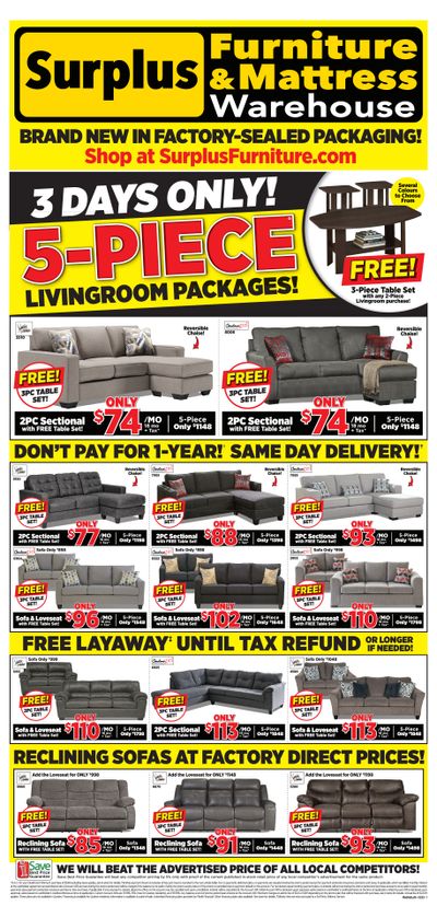 Surplus Furniture & Mattress Warehouse (Medicine Hat) Flyer January 30 to February 5