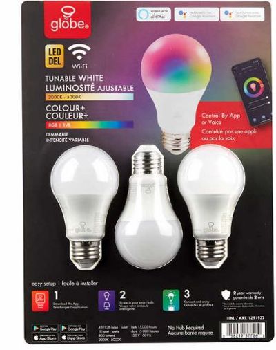 Globe Electric LED A19 RGB Smart Wi-Fi Bulb For $26.99 At Costco Canada