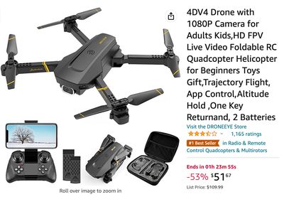 Amazon Canada Deals: Save 53% on Drone with 1080P Camera + 40% on Black Series Bo-Katan Kryze Premium Electronic Helmet, Star Wars
