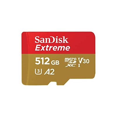 SanDisk 512GB Extreme microSDXC UHS-I Memory Card with Adapter - Up to 190MB/s, C10, U3, V30, 4K, 5K, A2, Micro SD Card - SDSQXAV-512G-GN6MA $75 (Reg $95.38)