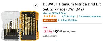 Amazon Canada Deals: Save 39% on DEWALT Titanium Nitride Drill Bit Set, 21-Piece + 37% on 100% Waterproof and Bed Bug Proof Mattress Protector