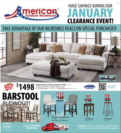 American Furniture Warehouse (AZ, CO, TX) Weekly Ad Flyer Specials January 29 to February 4, 2023