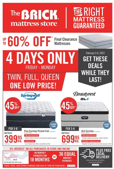 The Brick Mattress Store Flyer February 2 to 16