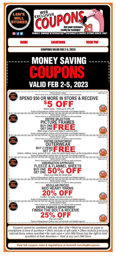 Len's Mill Stores Coupons Flyer February 2 to 5