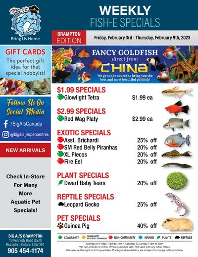 Big Al's (Brampton) Weekly Specials February 3 to 9