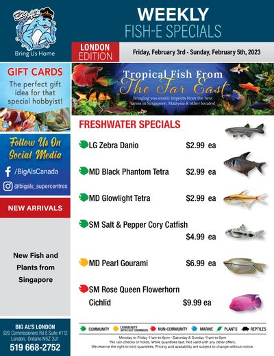 Big Al's (London) Weekend Specials February 3 to 5