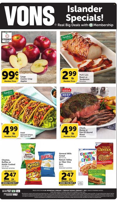 Vons (CA) Weekly Ad Flyer Specials February 1 to February 7, 2023
