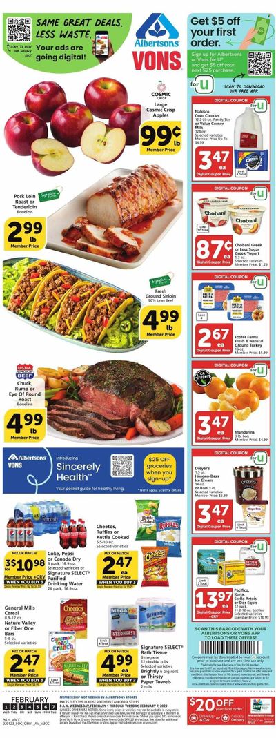 Vons (CA) Weekly Ad Flyer Specials February 1 to February 7, 2023
