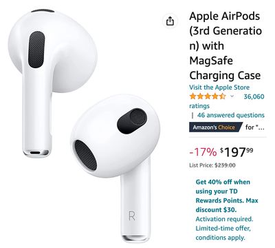 Amazon Canada Deals: Save 17% on Apple AirPods + 40% on Power Bar with Flat Plug with Coupon