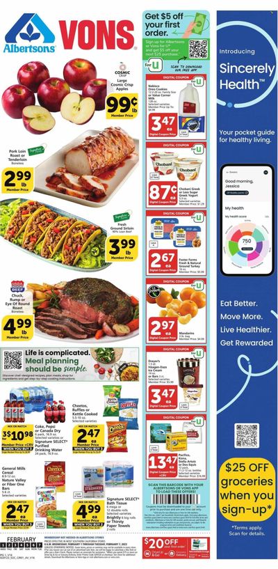 Vons (CA) Weekly Ad Flyer Specials February 1 to February 7, 2023