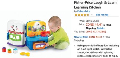 Amazon Canada Deals: Save 28% on Fisher-Price Laugh & Learn Learning Kitchen Amazon Canada Deals: Save 28% on Fisher-Price Laugh & Learn Learning Kitchen