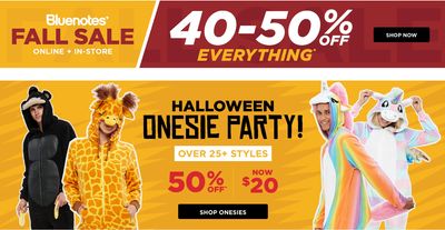 Bluenotes Canada Fall Sale: Save 40%-50% Off Everything Online + 50% Off Halloween Onesies