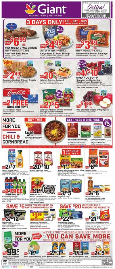 Giant Food (DE, MD, VA) Weekly Ad Flyer Specials February 3 to February 9, 2023