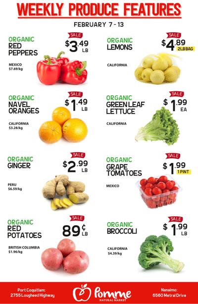 Pomme Natural Market Weekly Produce Flyer February 7 to 13