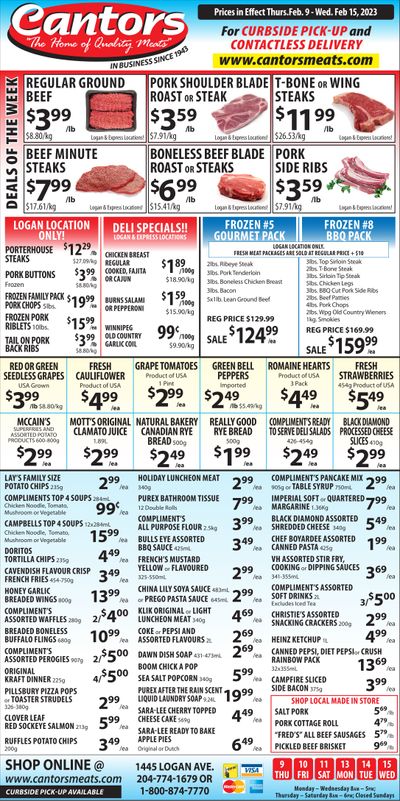 Cantor's Meats Flyer February 9 to 15