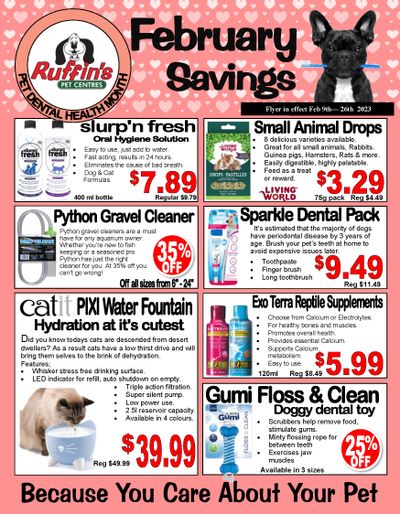 Rufiin's Pet Centre Flyer February 9 to 26