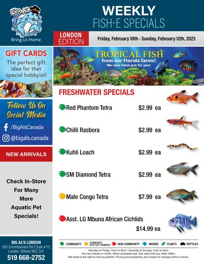 Big Al's (London) Weekend Specials February 10 to 12