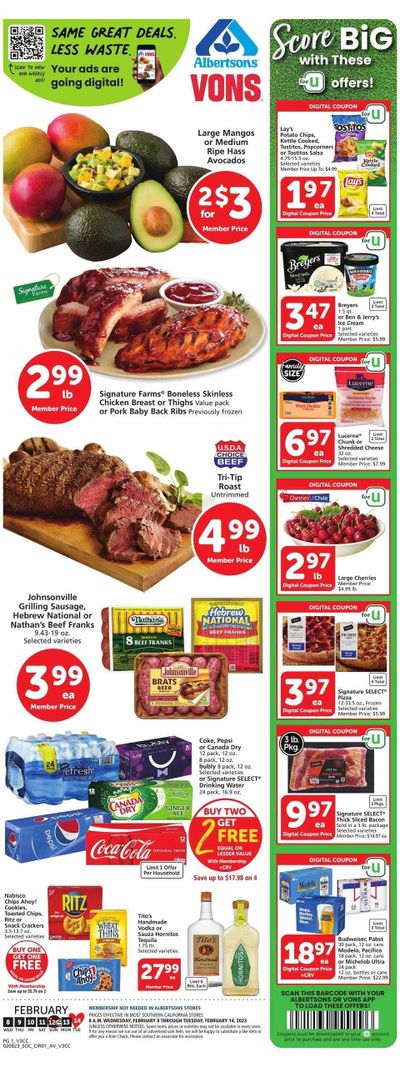 Vons (CA) Weekly Ad Flyer Specials February 8 to February 14, 2023
