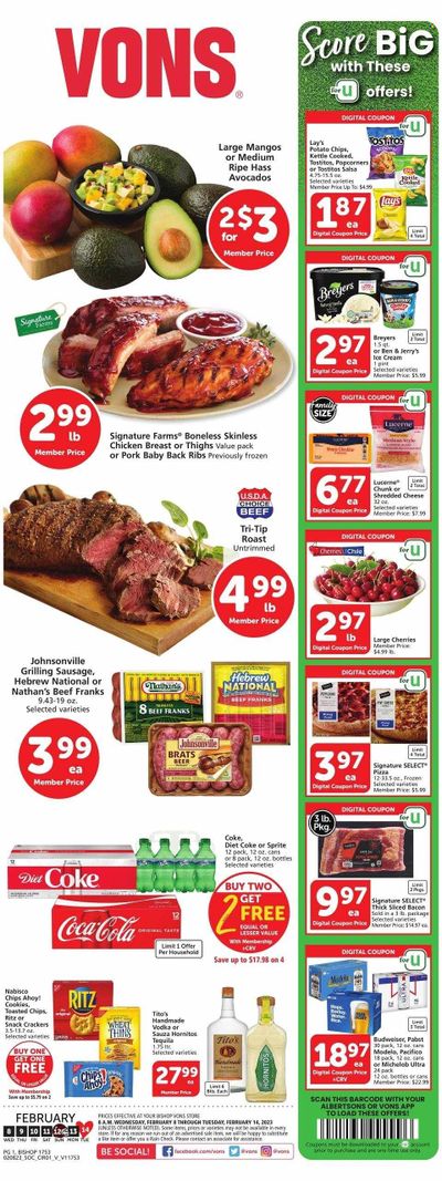 Vons (CA) Weekly Ad Flyer Specials February 8 to February 14, 2023