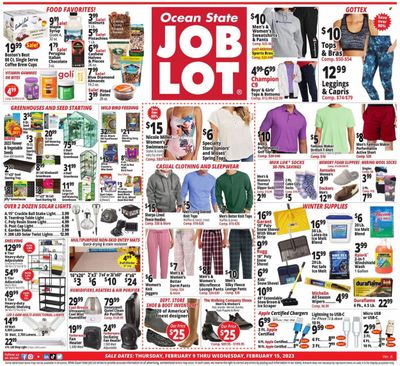 Ocean State Job Lot (CT, MA, ME, NH, NJ, NY, RI, VT) Weekly Ad Flyer Specials February 9 to February 15, 2023