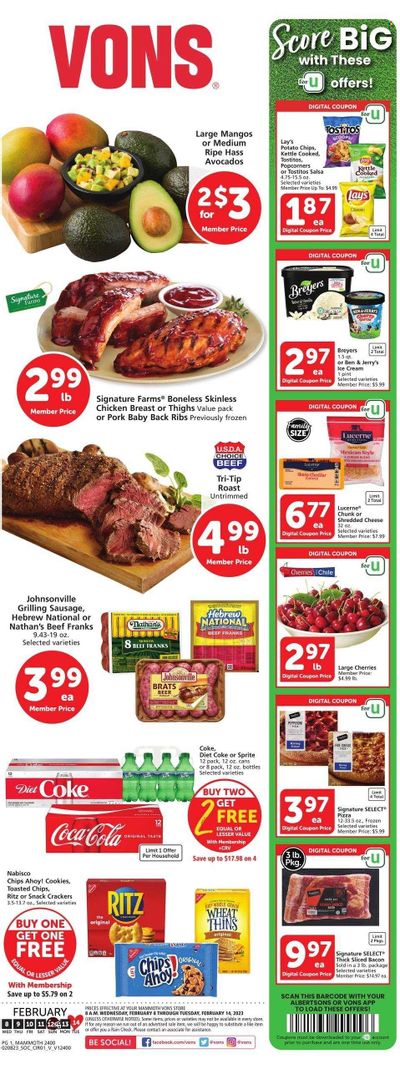 Vons (CA) Weekly Ad Flyer Specials February 8 to February 14, 2023