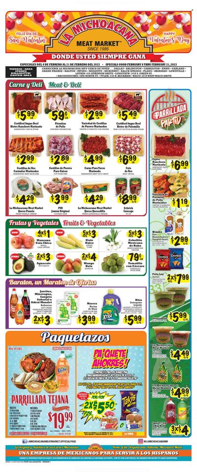 La Michoacana Meat Market (TX) Weekly Ad Flyer Specials February 8 to February 21, 2023