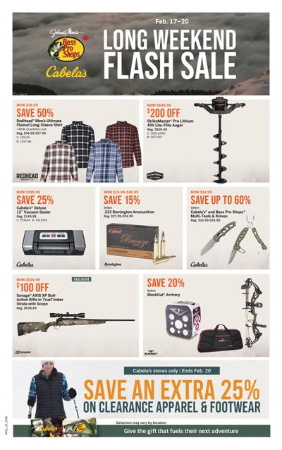 Bass Pro Shops Long Weekend Flash Sale Flyer February 17 to 20