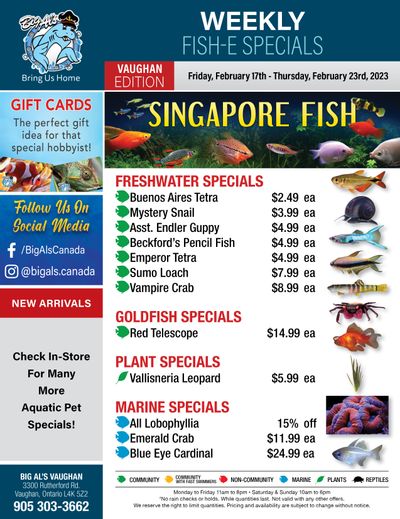 Big Al's (Vaughan) Weekly Specials February 17 to 23