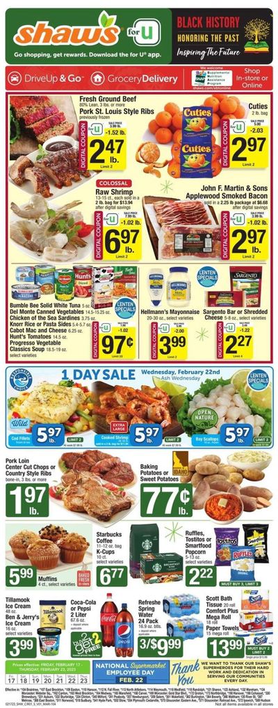 Shaw’s (MA, ME, NH, RI, VT) Weekly Ad Flyer Specials February 17 to February 23, 2023