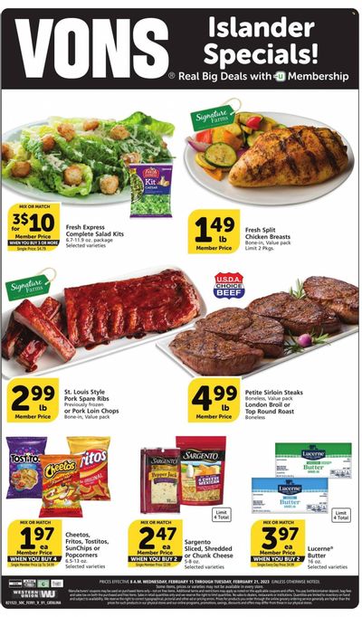 Vons (CA) Weekly Ad Flyer Specials February 15 to February 21, 2023
