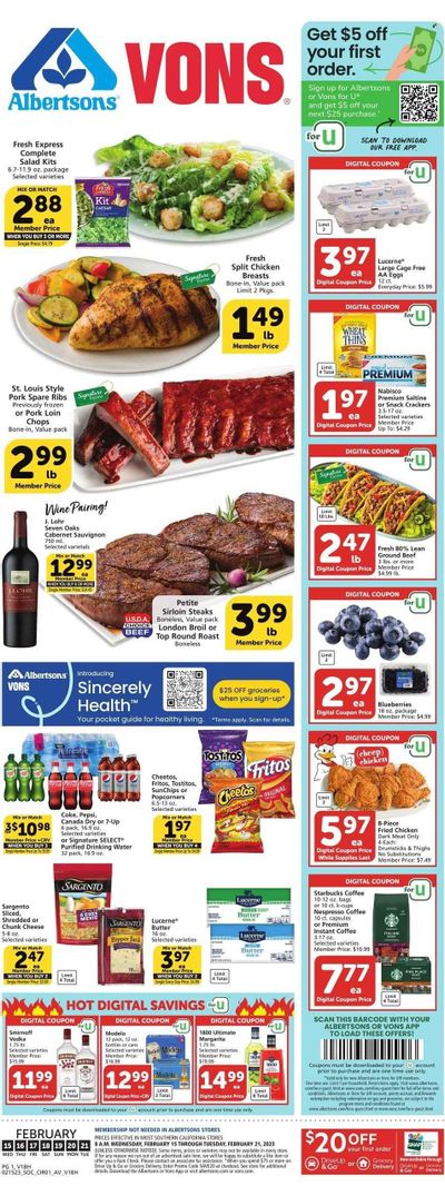 Vons (CA) Weekly Ad Flyer Specials February 15 to February 21, 2023