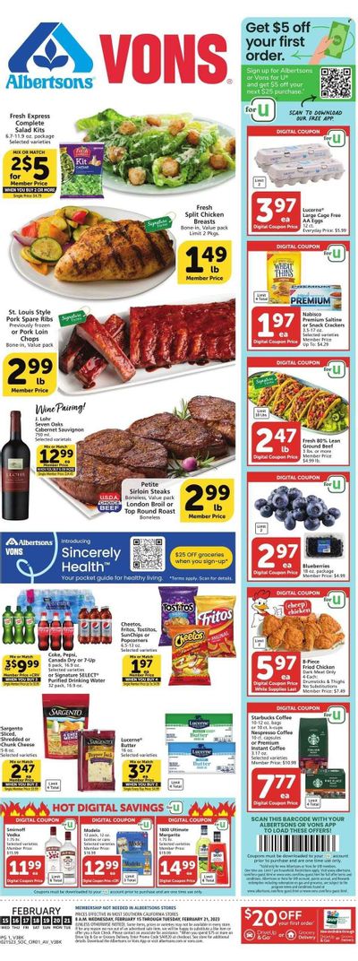 Vons (CA) Weekly Ad Flyer Specials February 15 to February 21, 2023