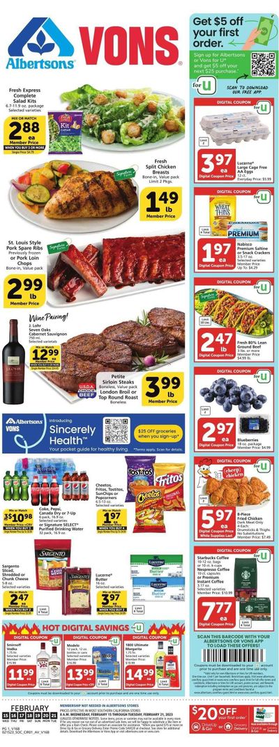 Vons (CA) Weekly Ad Flyer Specials February 15 to February 21, 2023