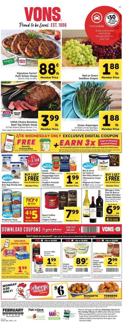 Vons (CA) Weekly Ad Flyer Specials February 15 to February 21, 2023